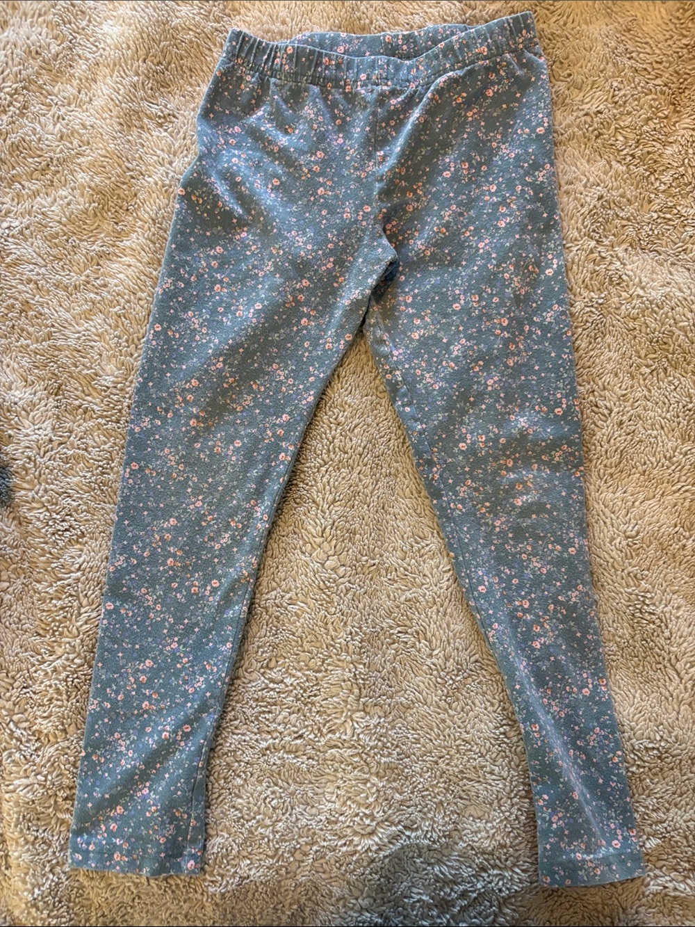 Light Blue Floral Stretch Leggings